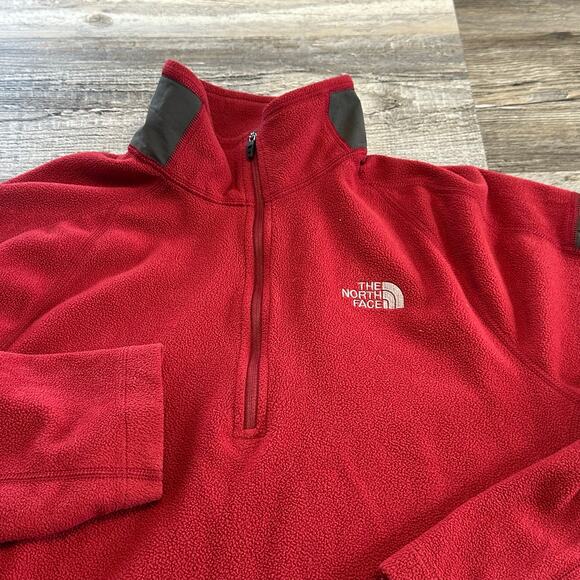 The North Face Flash Dry Red Mens M 1/4‎ Zip Pullover Fleece Zip Pocket Gorpcore - Picture 2 of 11
